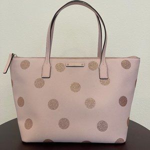 Kate Spade Pink Glitter Polka Dot Small Tote
